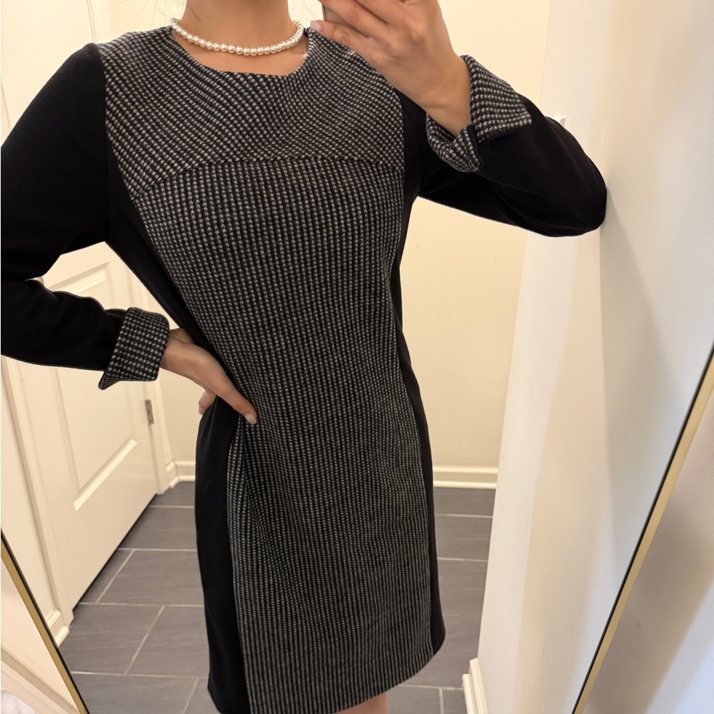 100% Wool Black and White Houndstooth Dress